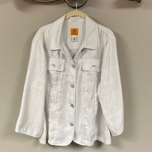3/9  Ruby Rd. White silvery Shimmery jacket shirt 16w